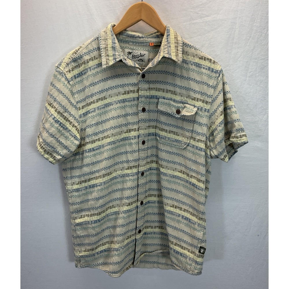 Howler Bros Shirt Mens MD short Sleeve cotton striped casual button down
